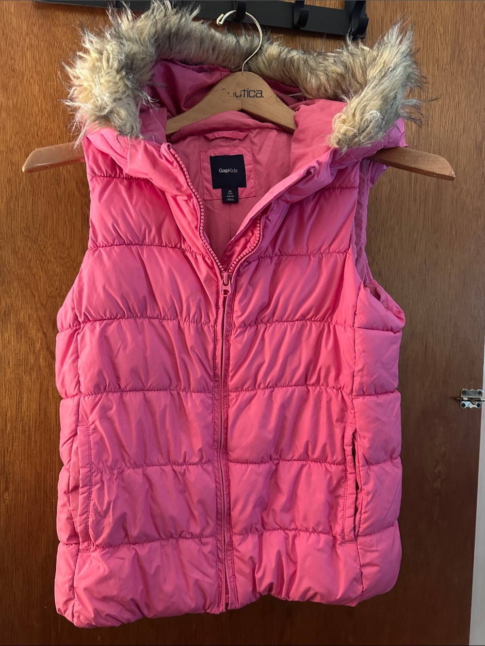GAP Pink Girls Puffer Vest with Hood Trim